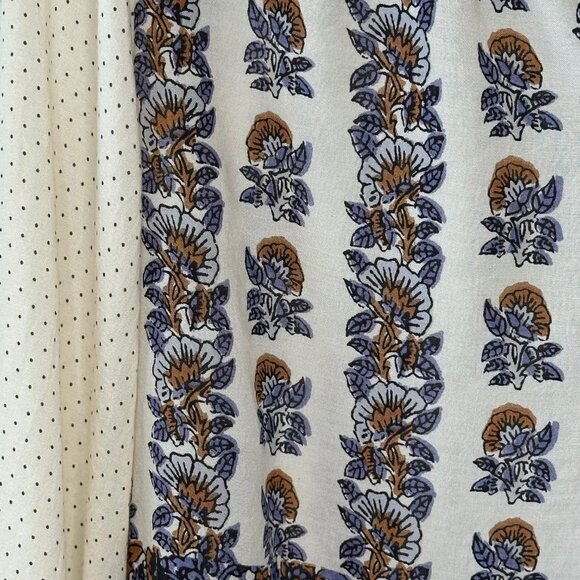 SALE 2/25 Lucky Brand Floral and Polka Dot Bohemian Style Blouse Size Medium - Picture 5 of 11